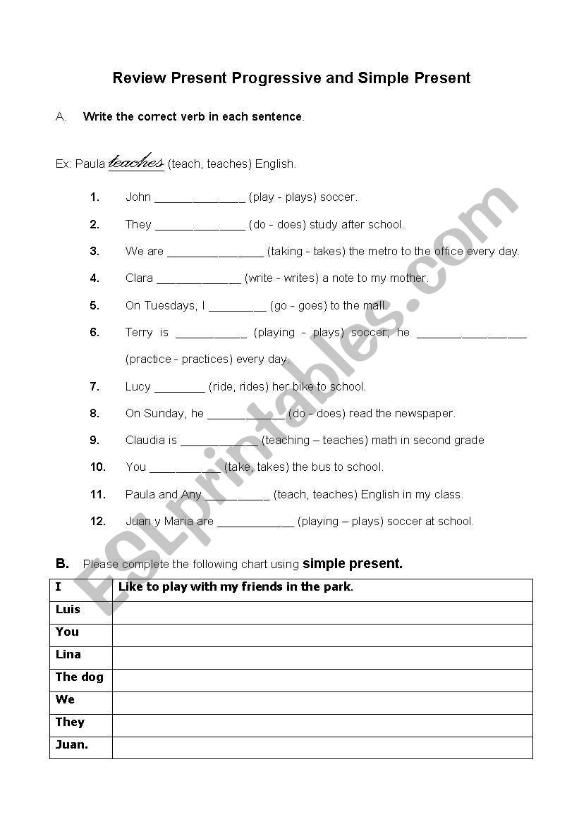 Simple Present And Present Progressive ESL Worksheet By Amrp