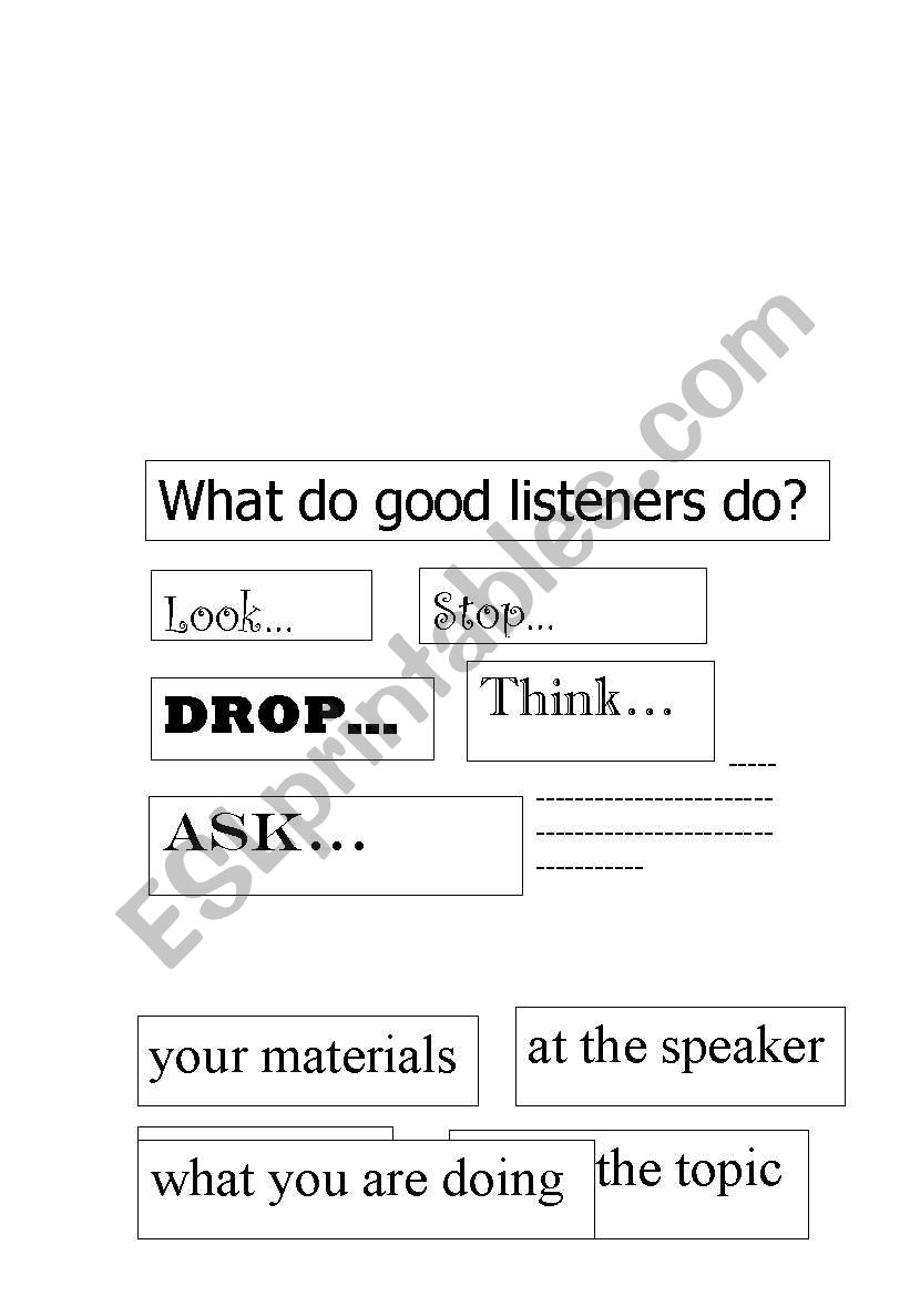 English worksheets: What good listeners do.