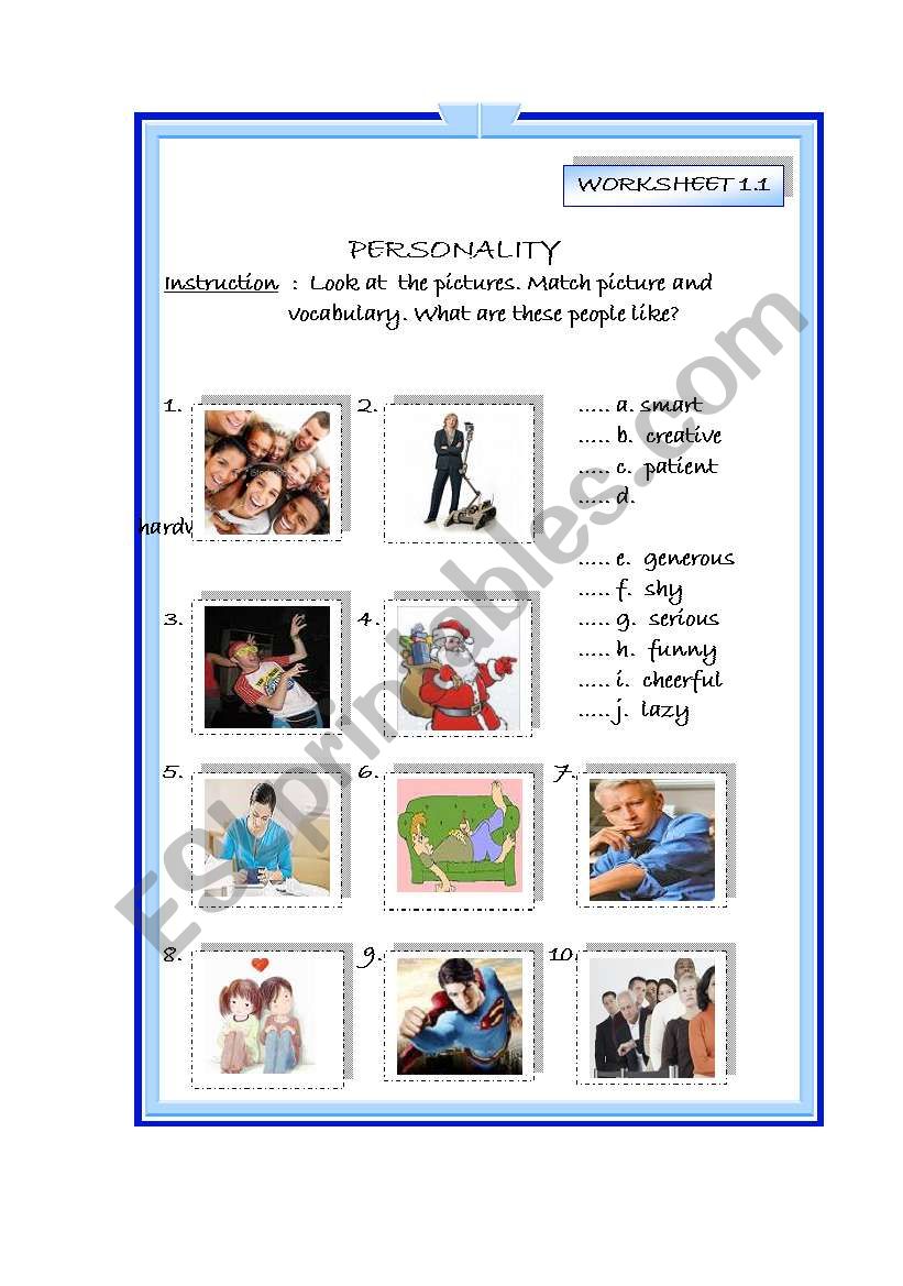 personality worksheet