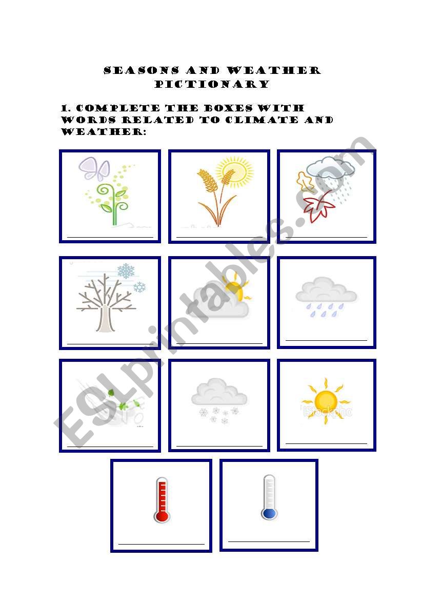 Seasons and Weather Pictionary