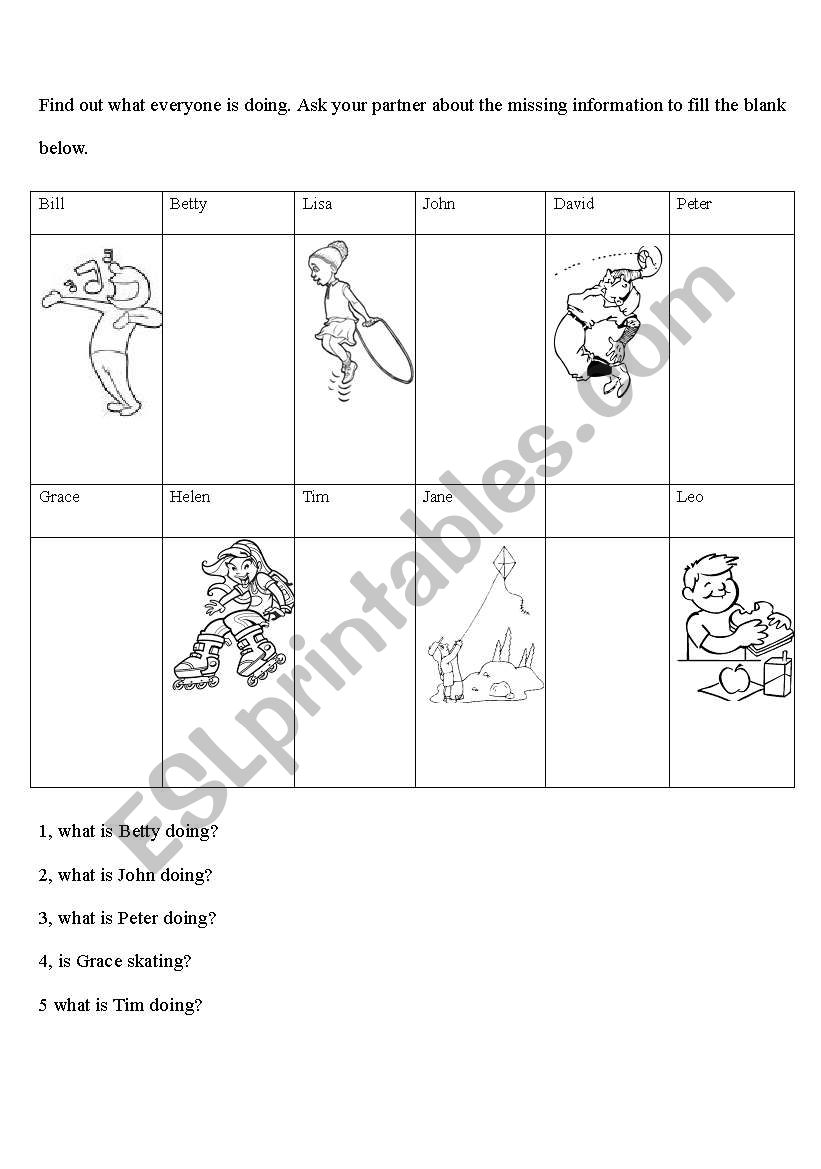 what is he/she doing? 1 worksheet