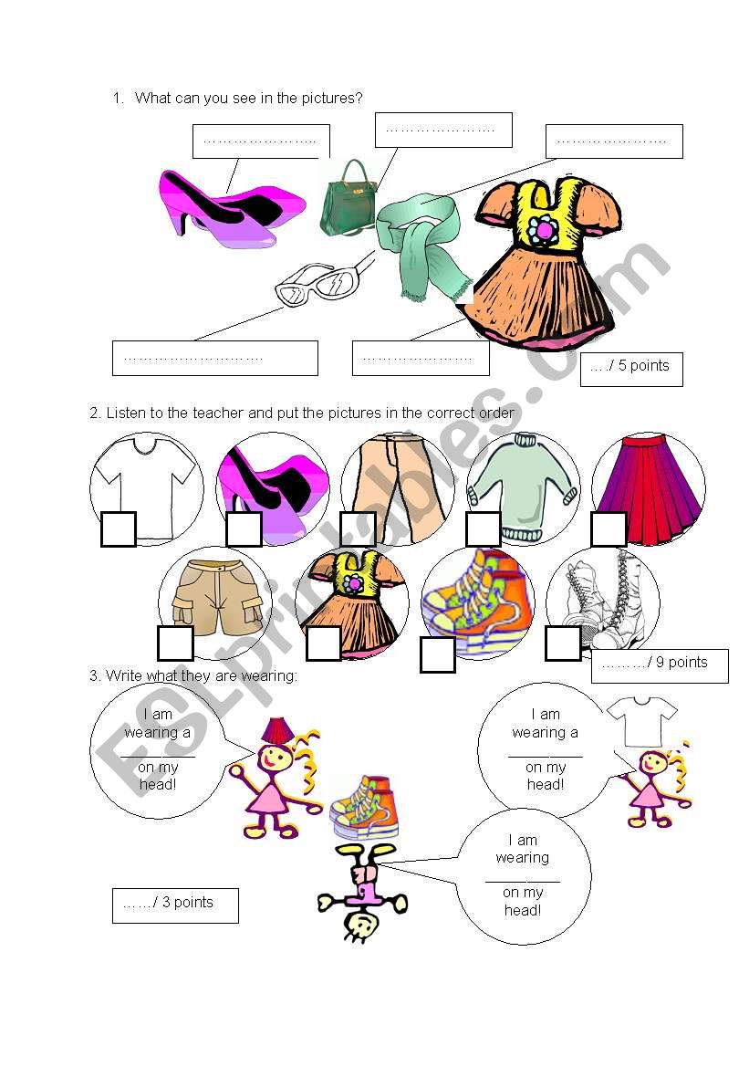 clothes test esl worksheet by dbenisz