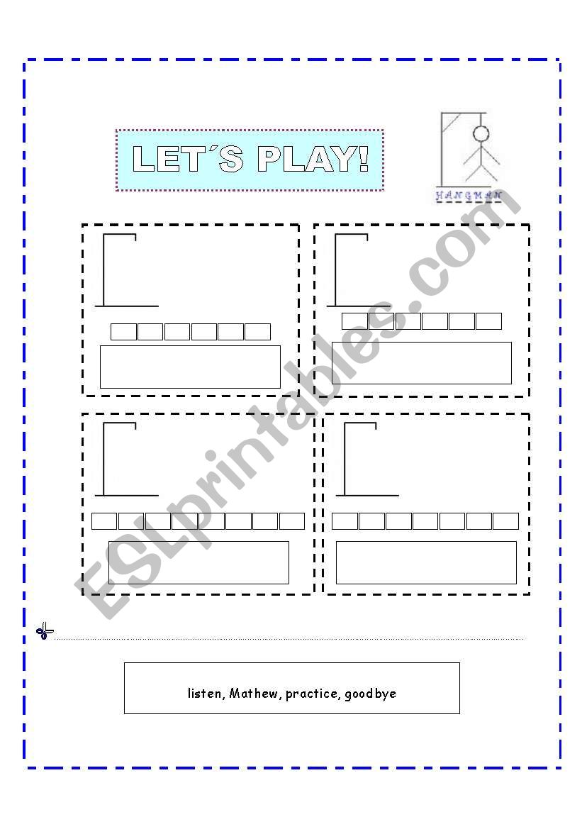 Game HANGMAN worksheet