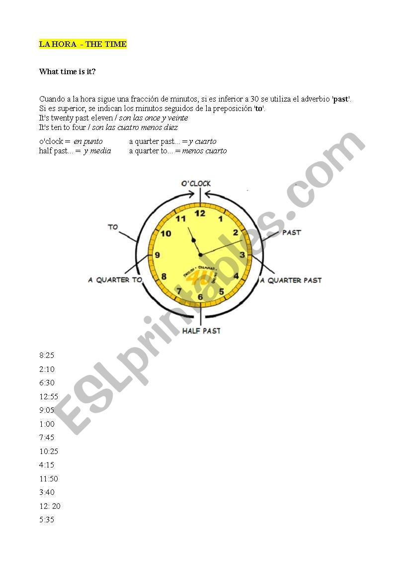 What time is it? worksheet