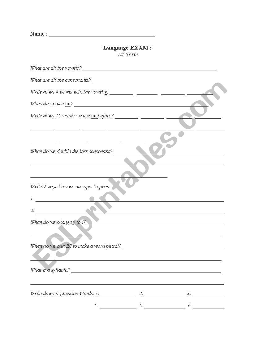 Language Review worksheet