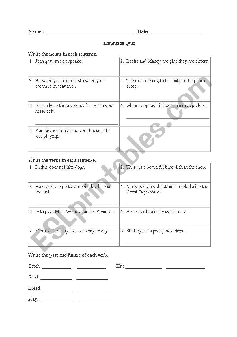 Nouns and Verbs Identification