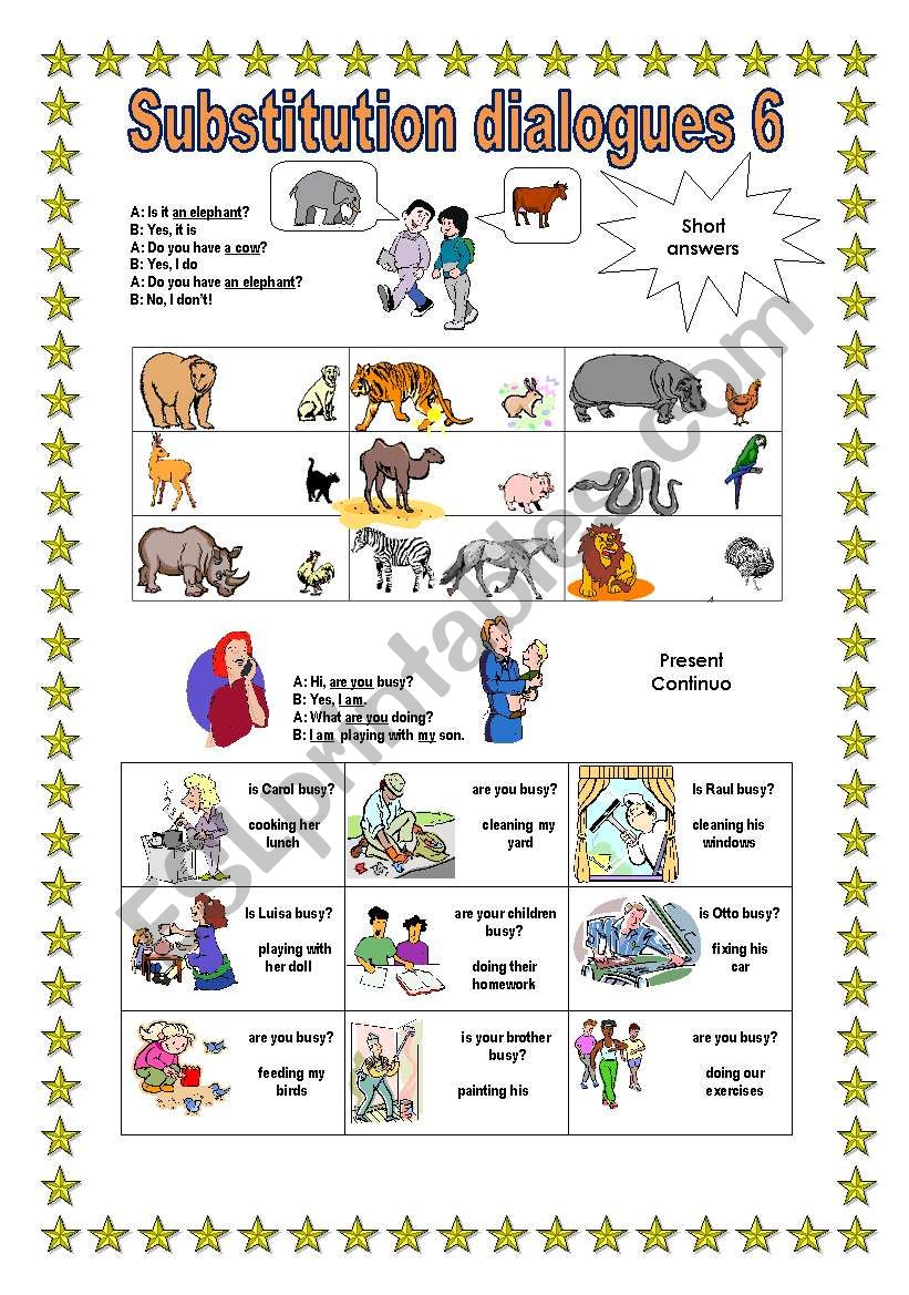 Substitution Dialogue 6 worksheet