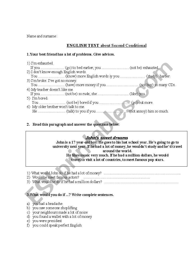 Second Conditional worksheet