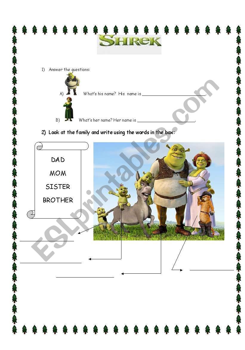 SHREK  worksheet