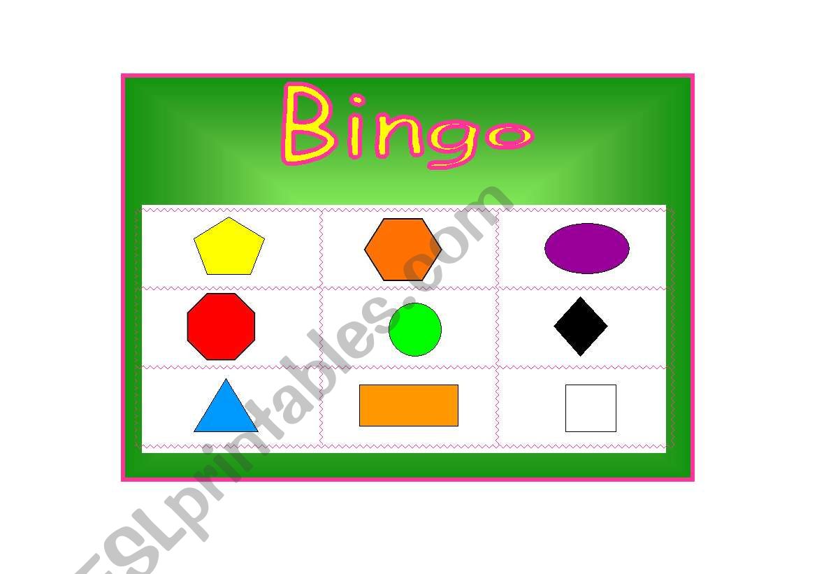 Bingo - colors and 2d shapes worksheet