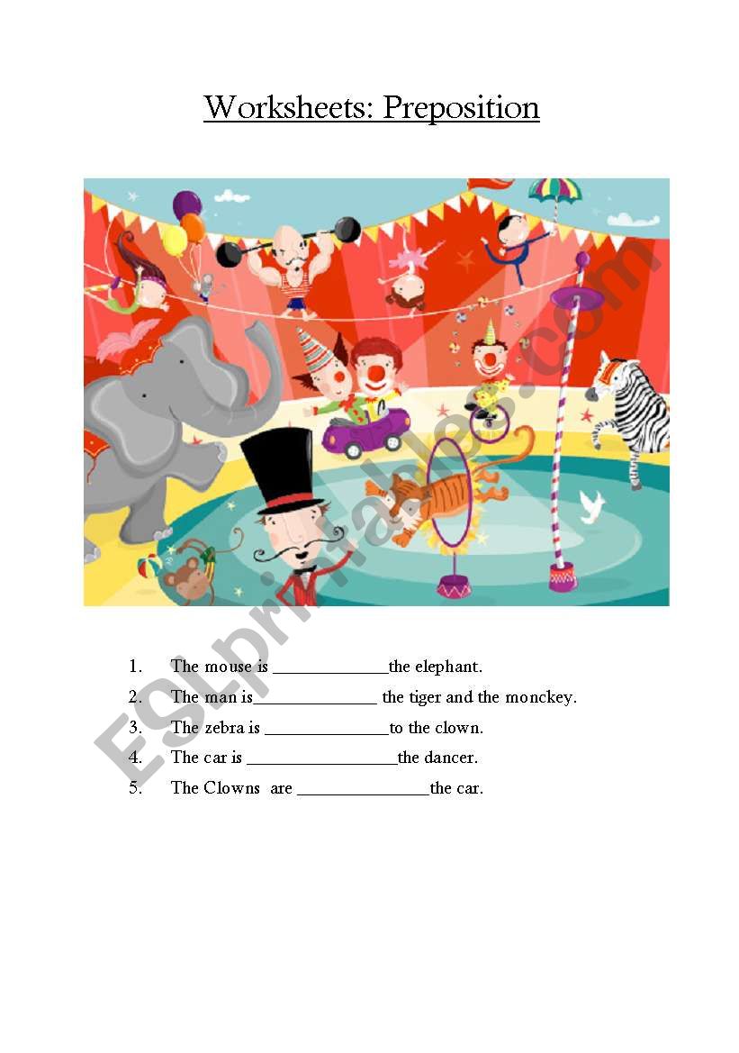 prepositions.  worksheet