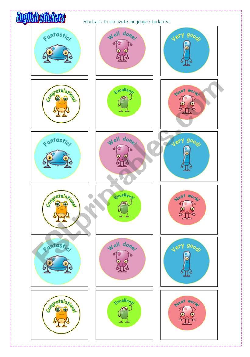 Stickers worksheet