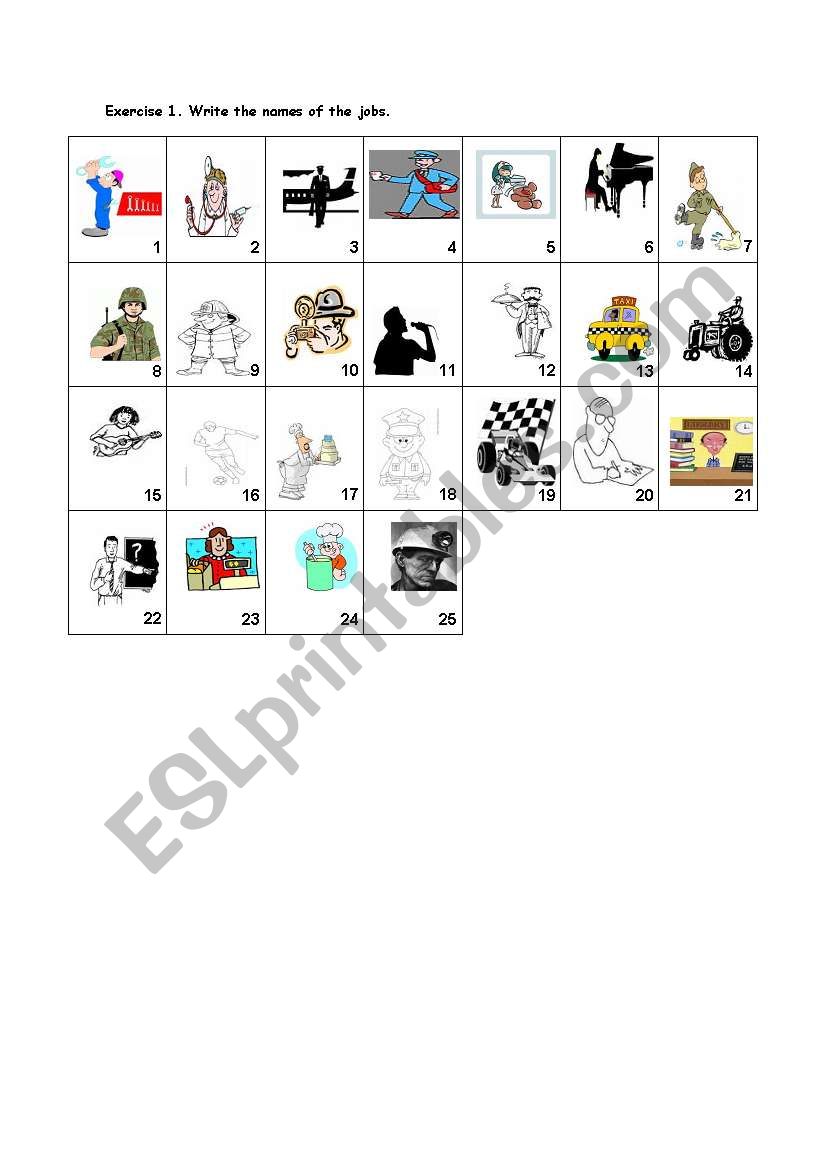 ESL vocabulary  JOBS worksheet