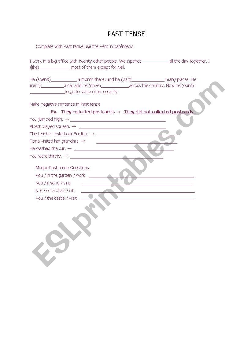 Past tense worksheet