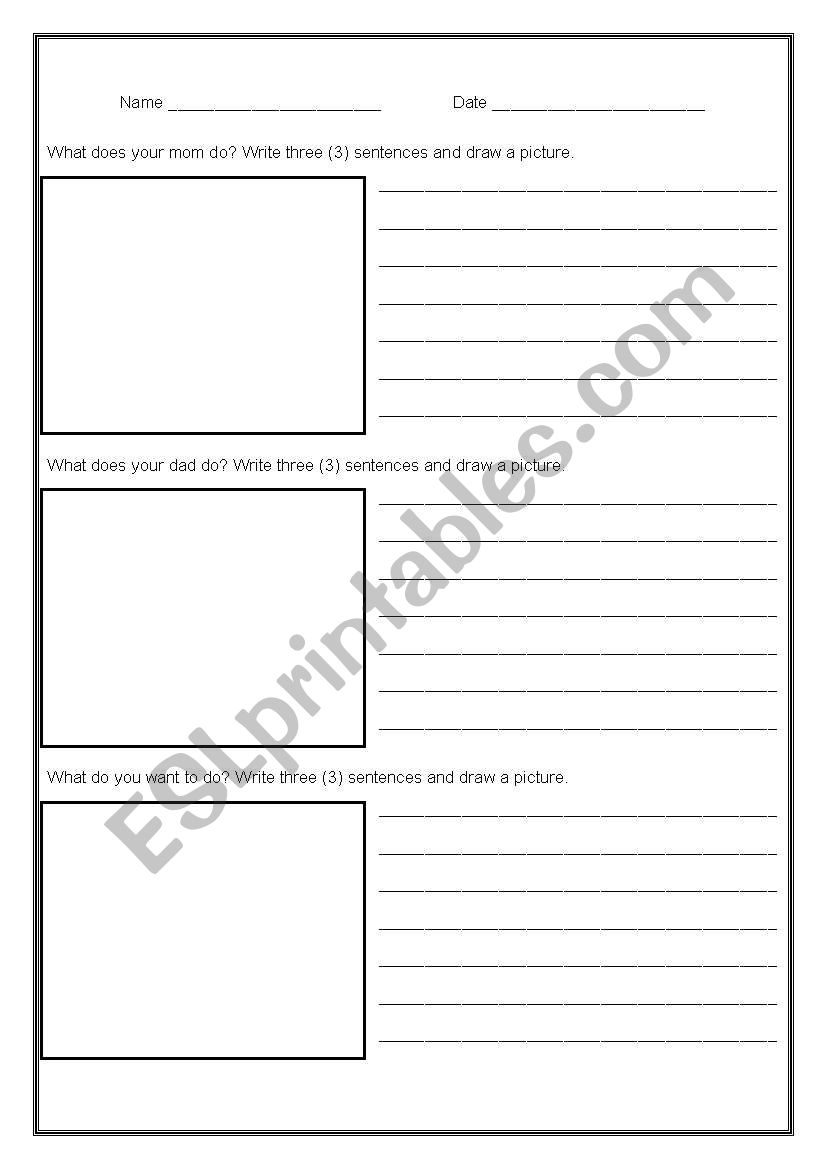 What Does Your Mom Do? worksheet