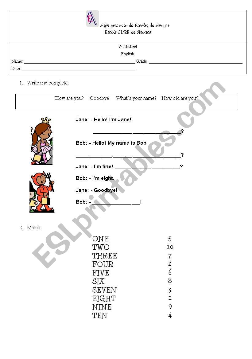 test 3 grade worksheet