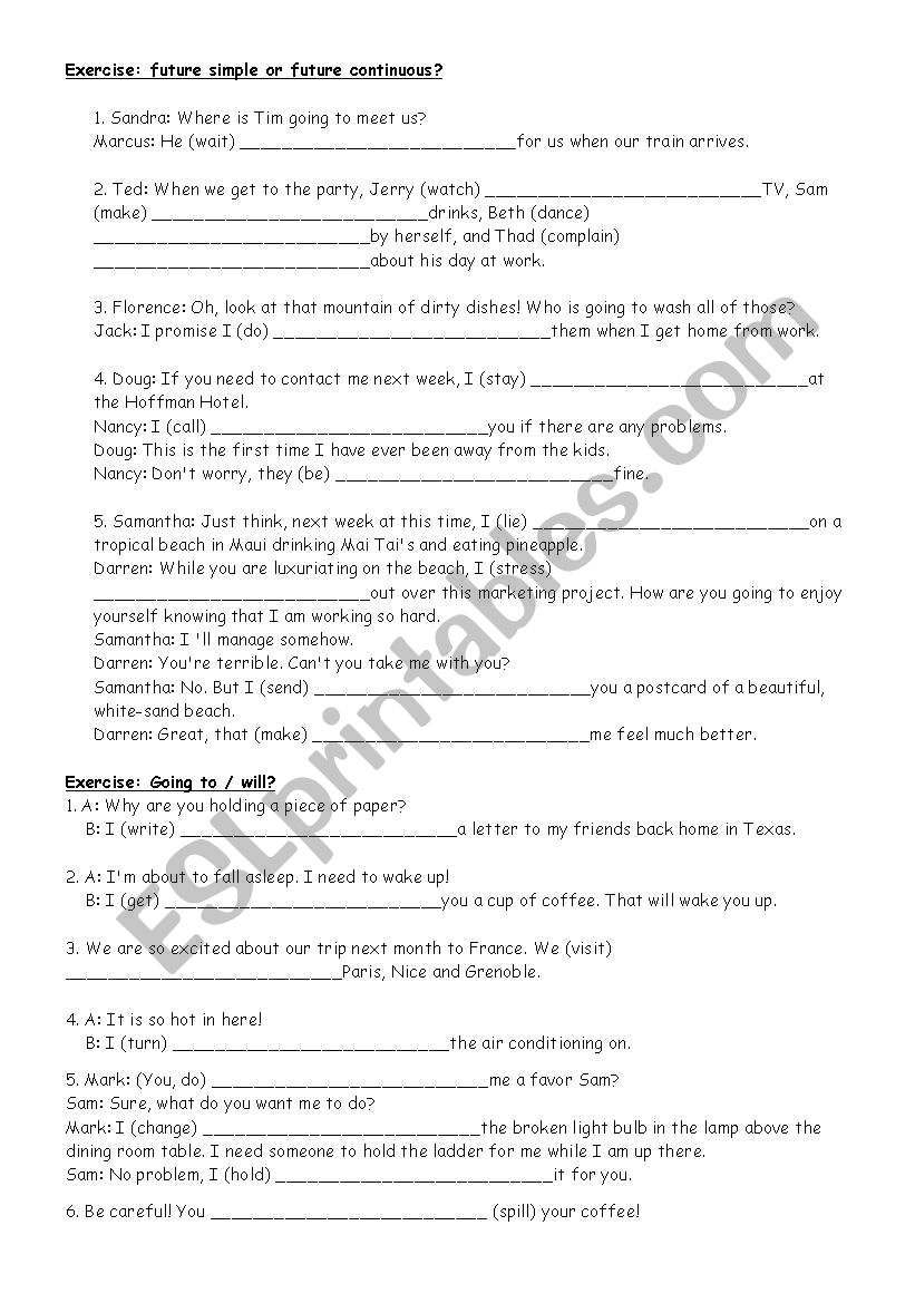 future tenses exercises worksheet