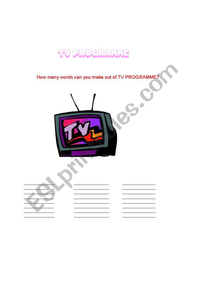 TV PROGRAMME worksheet