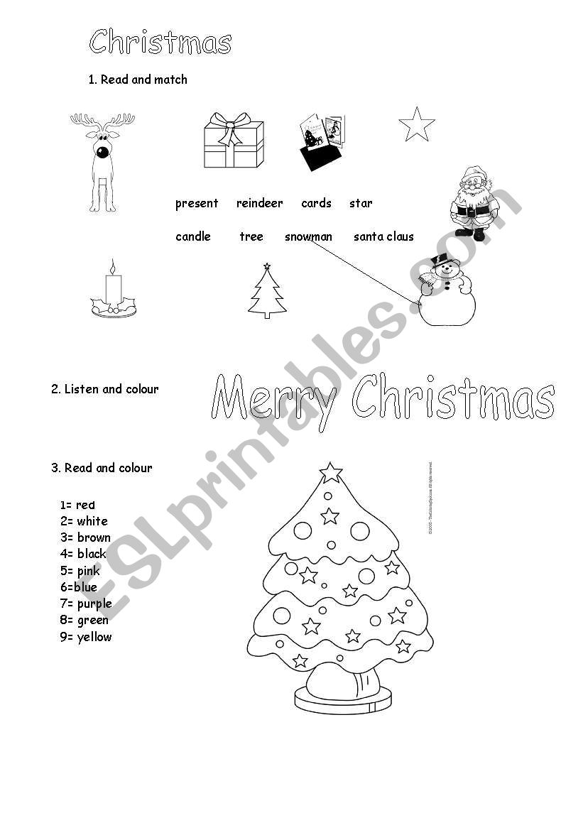 Christmas vocabulary worksheet