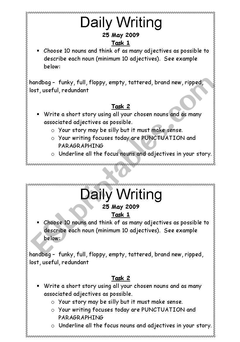 daily writing assignments