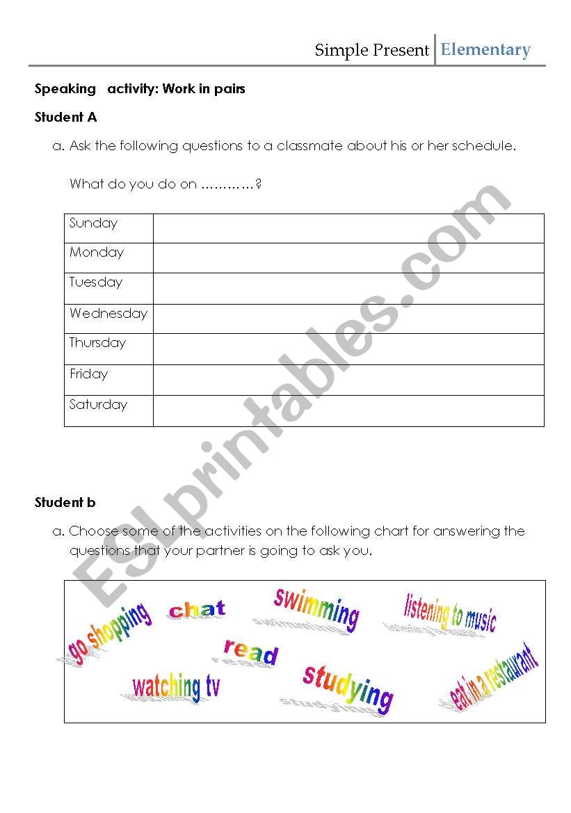 Simple Present  worksheet