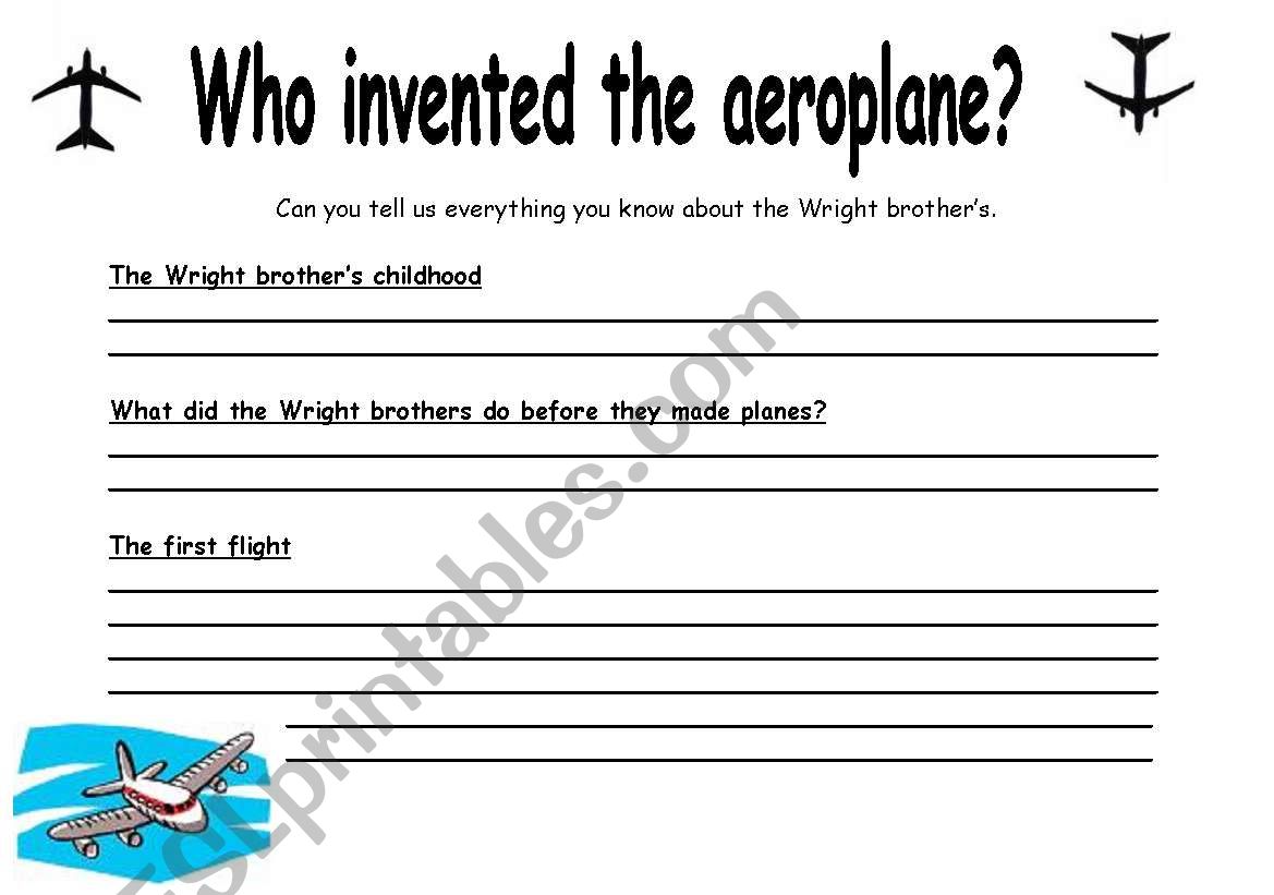 The wright brothers worksheet