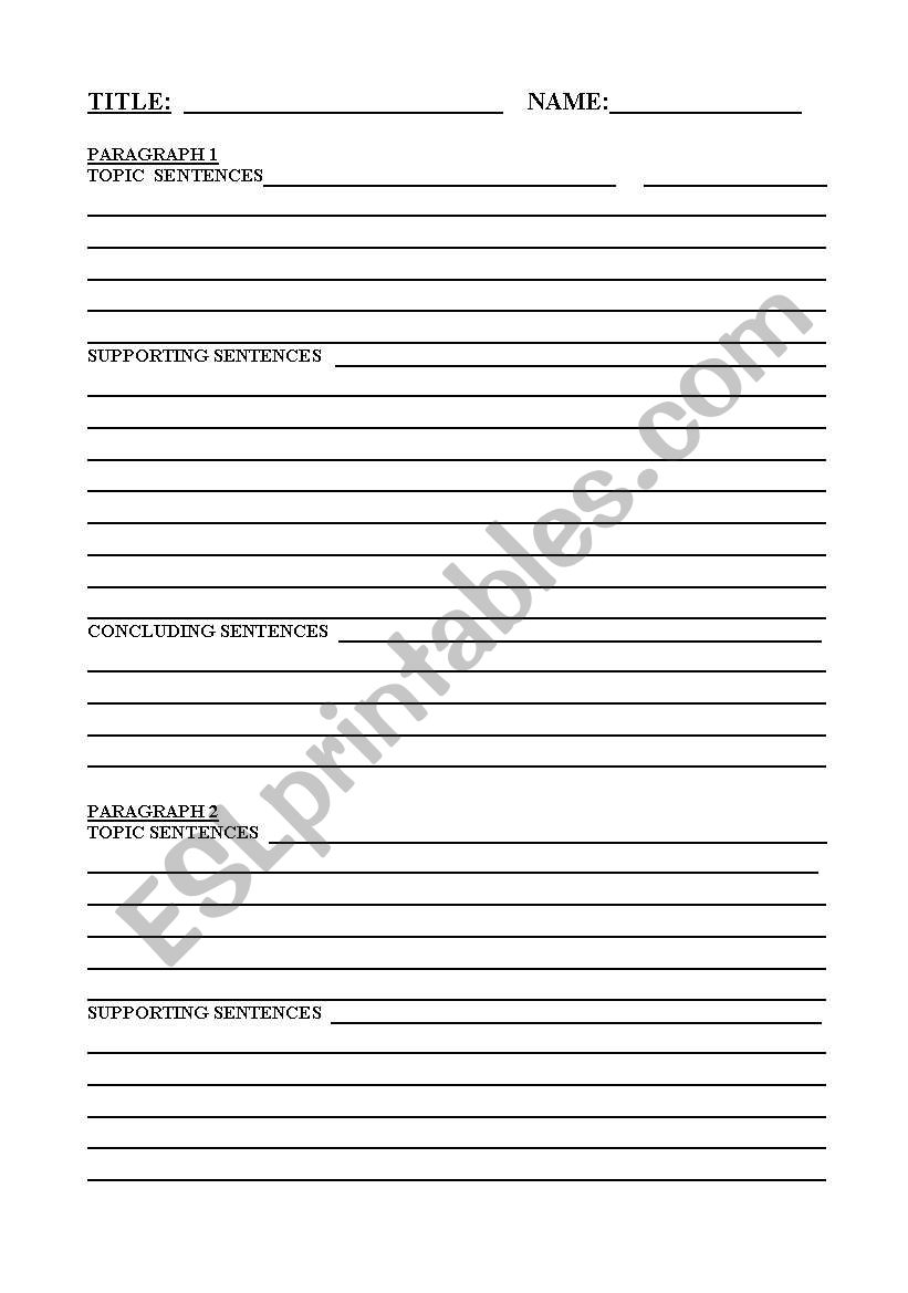 PARAGRAPH WORKSHEET worksheet