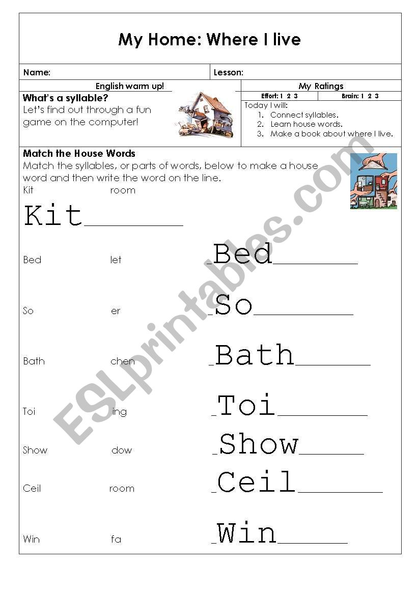 My Home: Where I live  worksheet