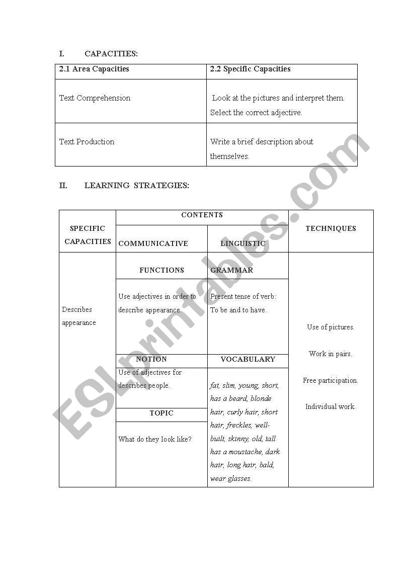 lesson worksheet