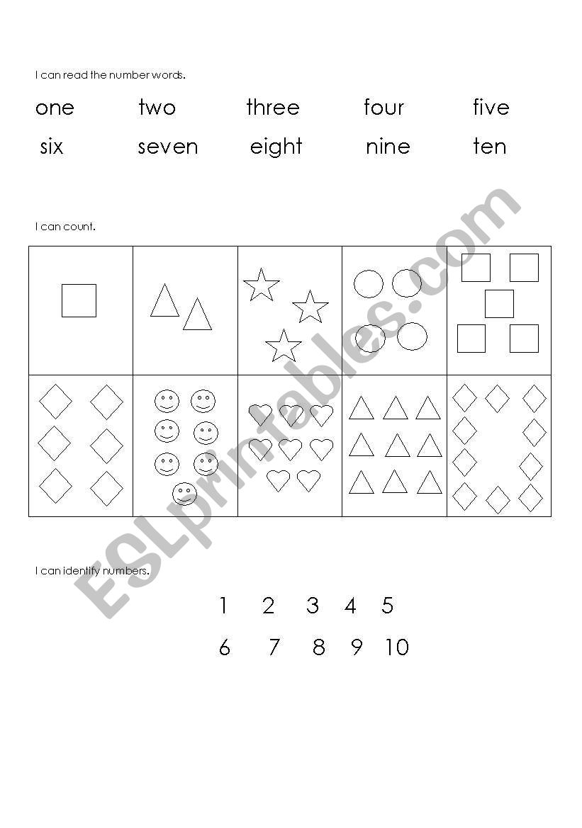 numbers 1 -10 worksheet