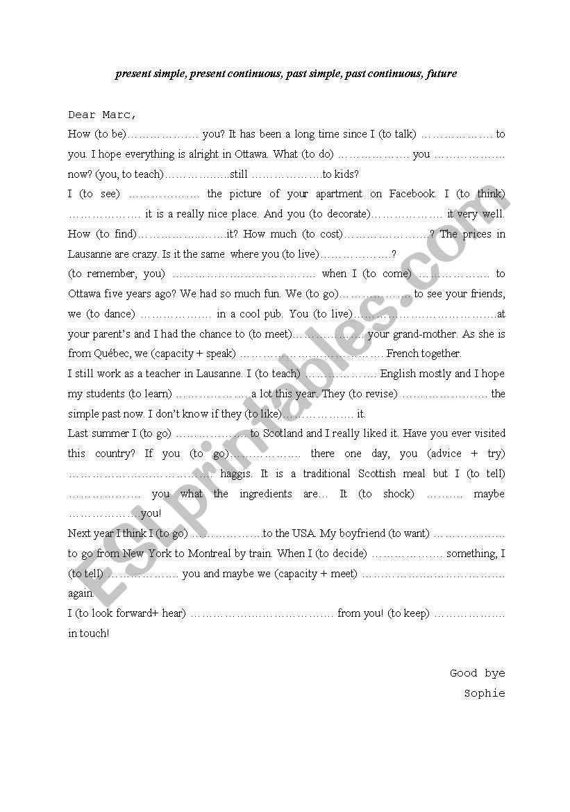 Tenses mix worksheet