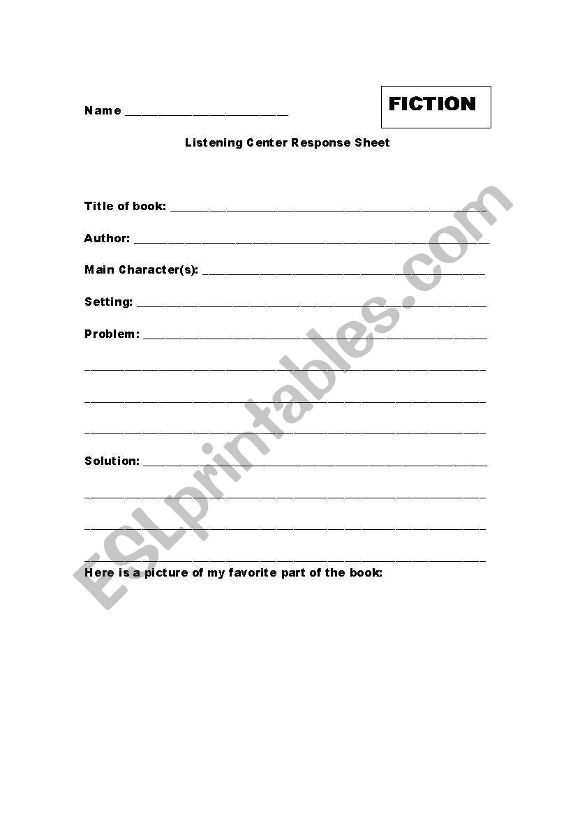 Listening Center Response Sheet