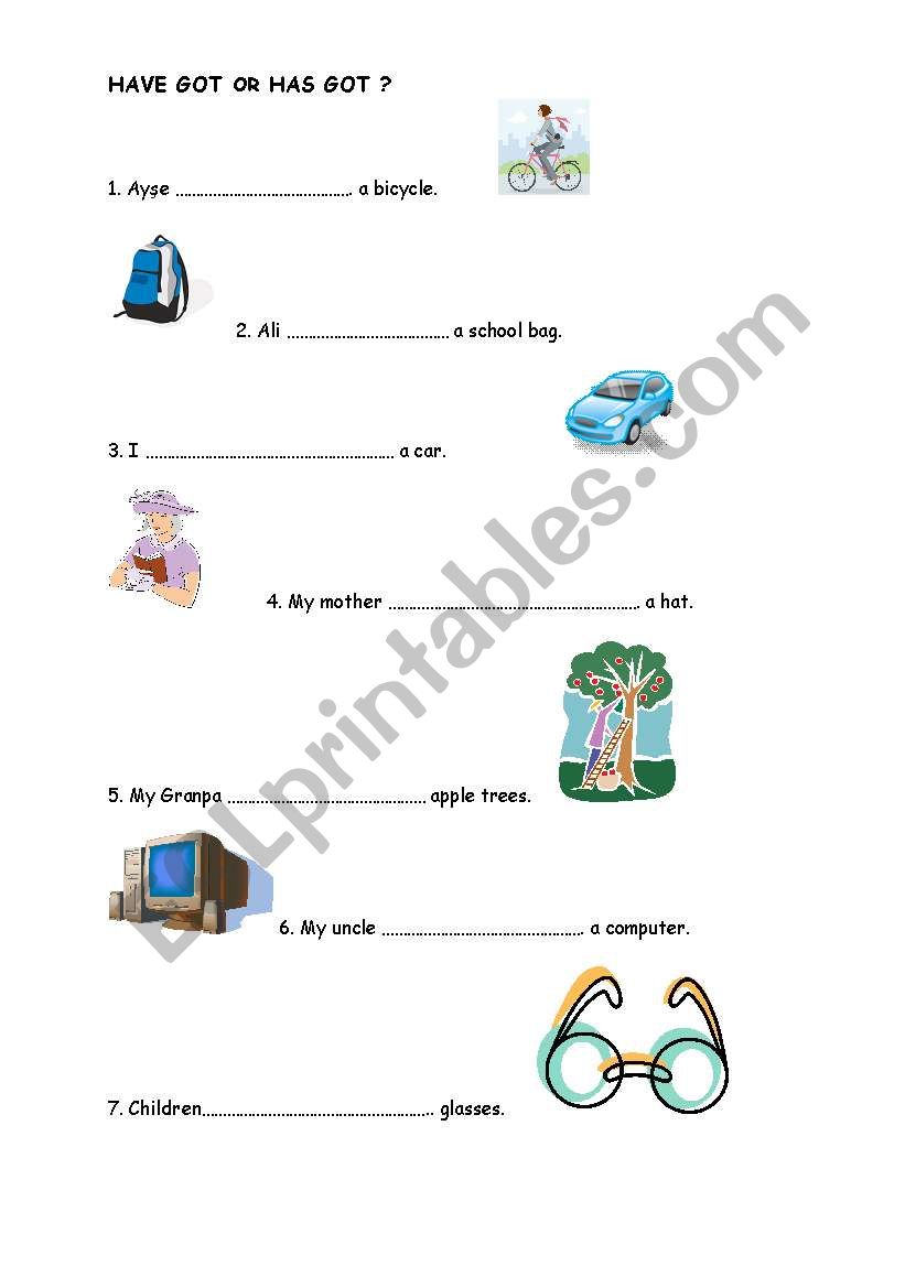 HAVE GOT or  HAS GOT? worksheet