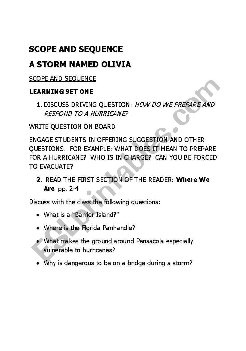 A Storm Named Oliv ia worksheet