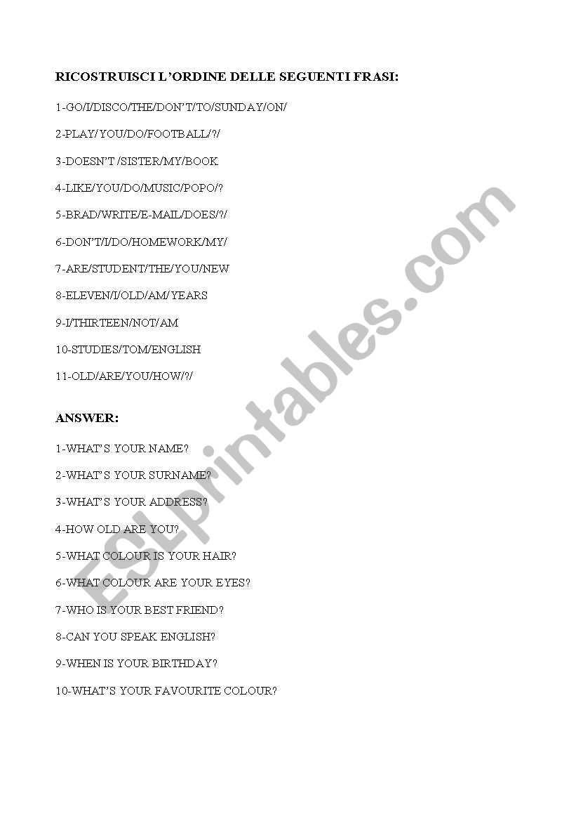 REVISION   SIMPLE PRESENT worksheet