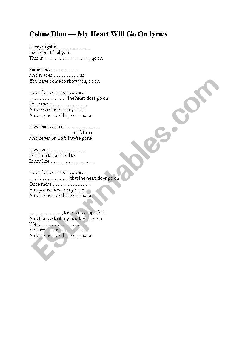 Song Lyrics worksheet