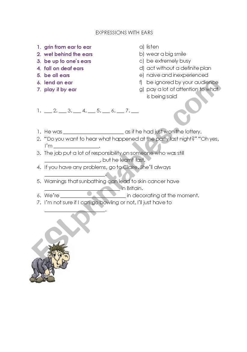 idioms-ears worksheet