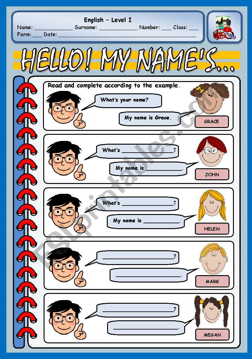 What´s Your Name Esl Worksheet By Xani