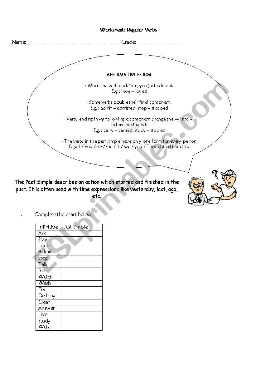 Regular Verbs worksheet