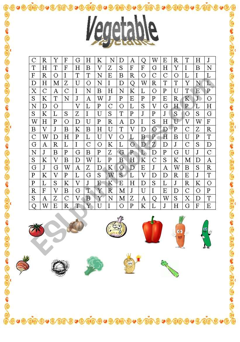 Vegetable-Wordsearch worksheet