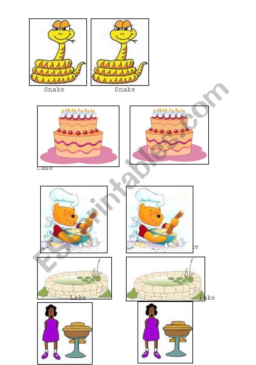 memory game worksheet