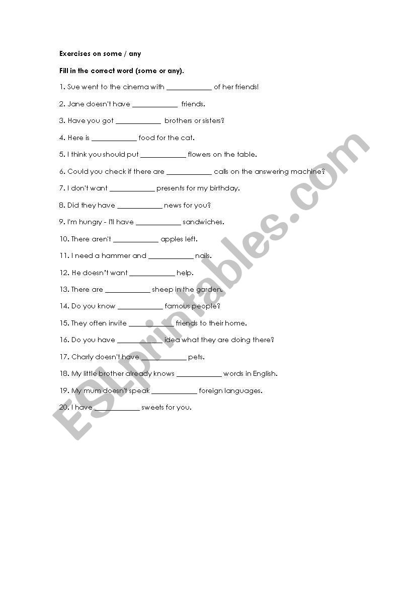 SOME & ANY worksheet