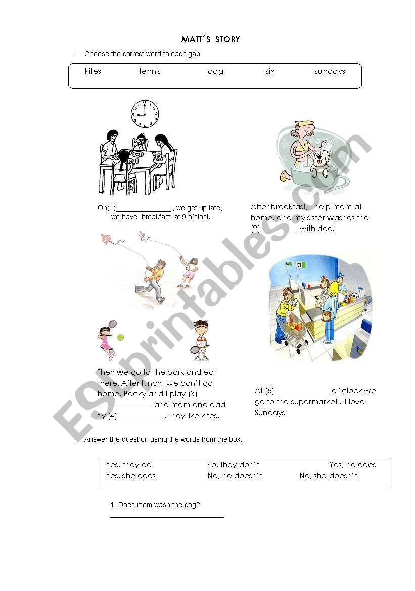 Matts story worksheet