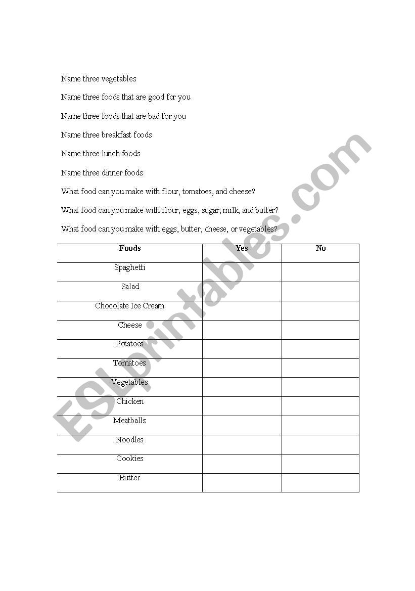 Foods & Drinks worksheet