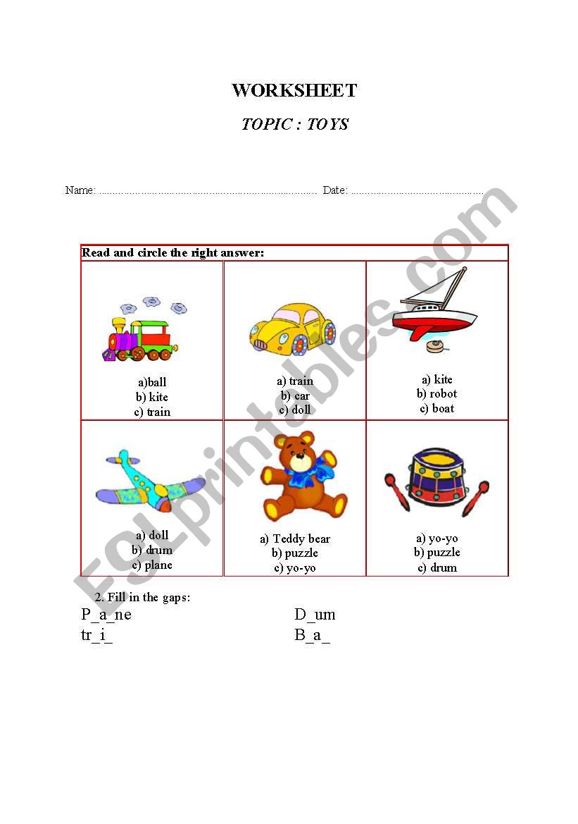 worksheet of toys  worksheet