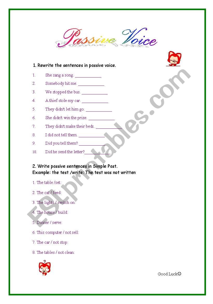 Passive voice worksheet