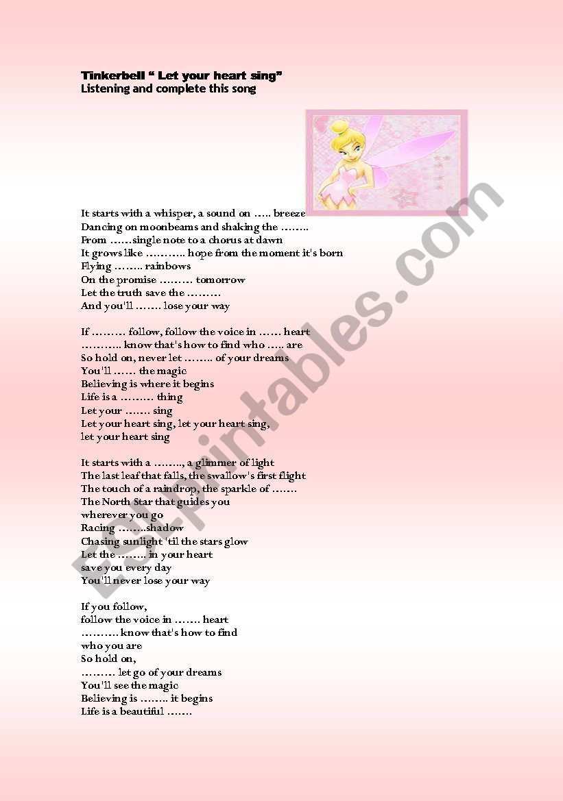 Tinkerbell lyric worksheet