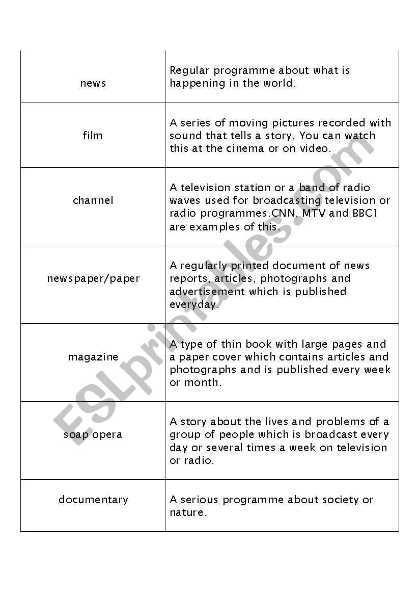 The media worksheet