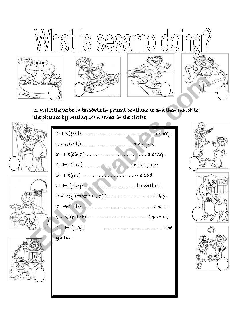 What is sesamo doing? worksheet