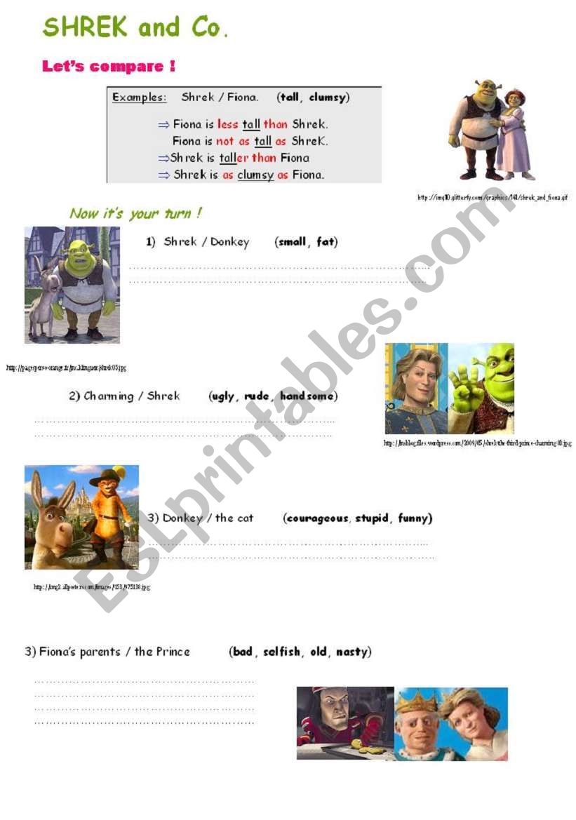 Shrek worksheet